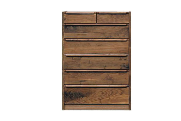 アンリ90センチ幅6段ハイチェスト(ウォールナット)