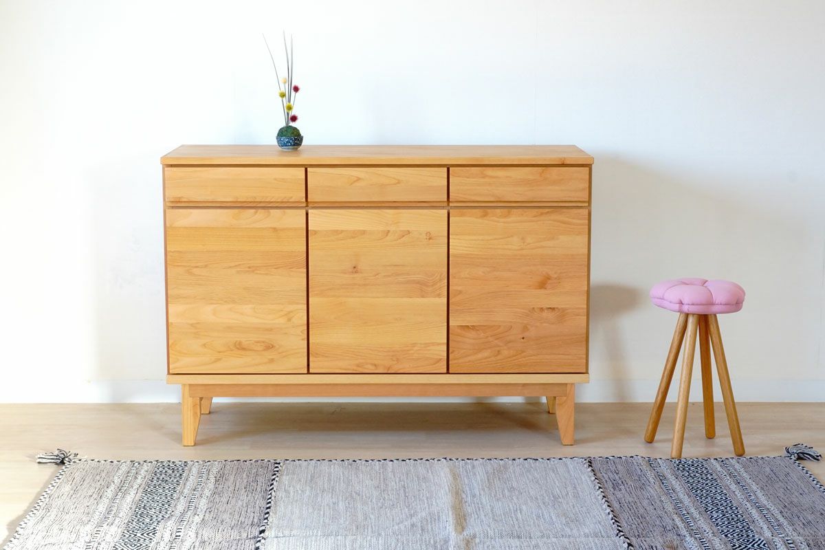 日本製】【大川家具】118幅サイドボード「モニカ」は、北欧インテリア