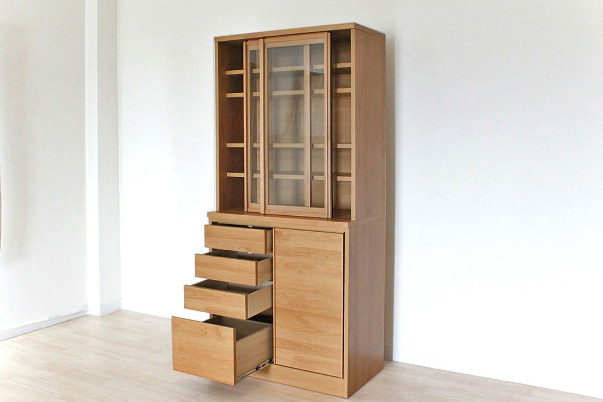 幅80奥行44.5高さ174】引き戸式の食器棚メモリーⅡ 幅80センチ