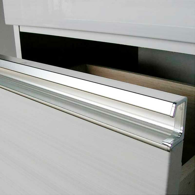 幅80センチ「アースⅡ」キッチンカウンターは、出っ張りの無い取っ手はアルミ製で強くて丈夫です