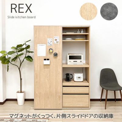 【幅120 奥行48 高さ180】マグネットがくっつくスライドドアタイプの収納庫　レックス