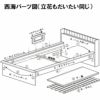 西海パーツ図。ベッド下には空間（有効内寸：幅198　奥行115　高さ22　センチ）があり、通気性に優れ、お掃除も楽々です。